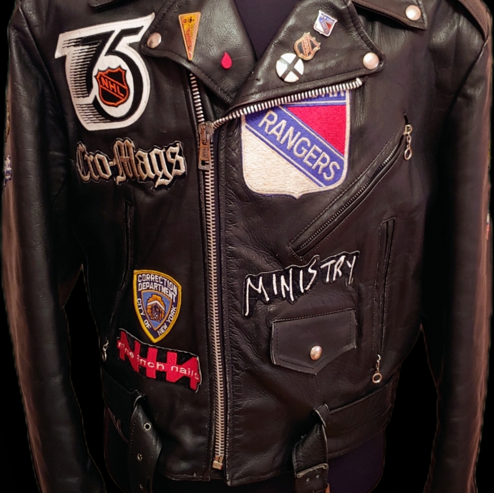 1990 NY & LA Sports & Alt. Music Custom Vintage Embroidered Men's Leather Jacket